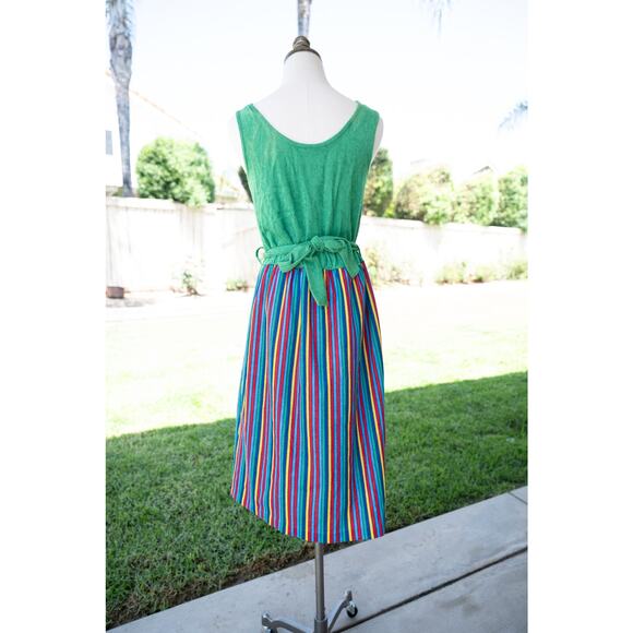 Vintage 70's Terry Cloth Rainbow Maxi Dress - Picture 5 of 6